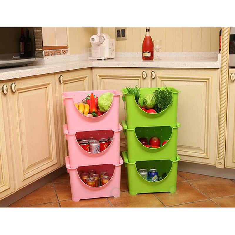 Basicwise Plastic Stackable Storage Containers