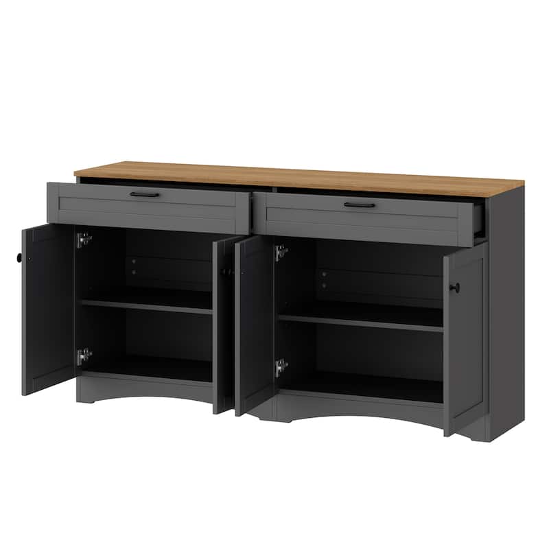 TV Stand with 4 Doors and 2 Drawers, Buffet Cabinet with Storage Cabinets, Console Table with Adjustable Shelves