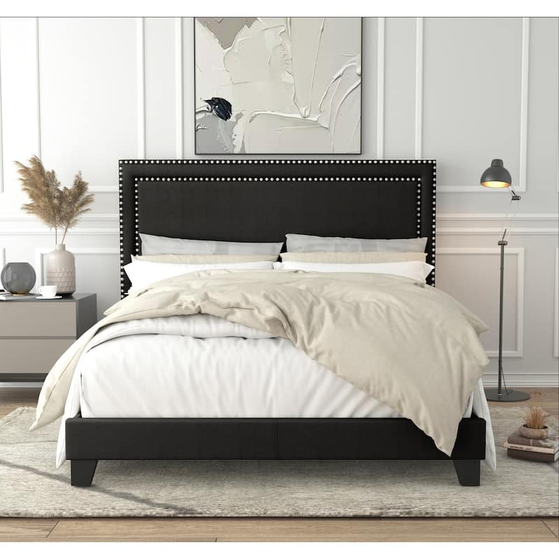 Clayfell Ocala Upholstered Panel Bed - Queen - Black