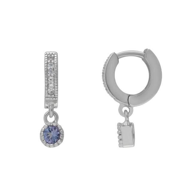 Victoria Townsend .925 Sterling Silver and Genuine Tanzanite Gemstone Drop Hoop Earring