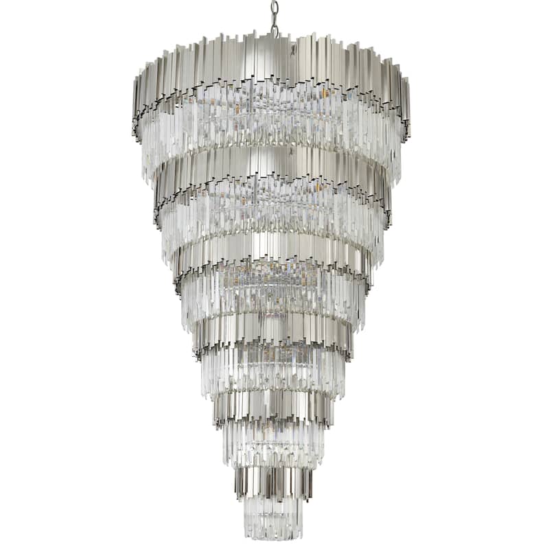 60-Light Chrome Chandelier With Clear Crystals