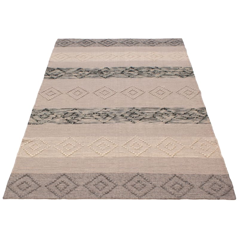 ECARPETGALLERY Braid weave Sienna Grey Wool Rug - 6'2 x 9'0