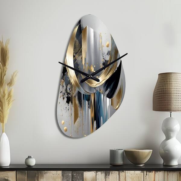 Abstract Shapes And Lines I - Abstract Marble Large Wall Clocks ...