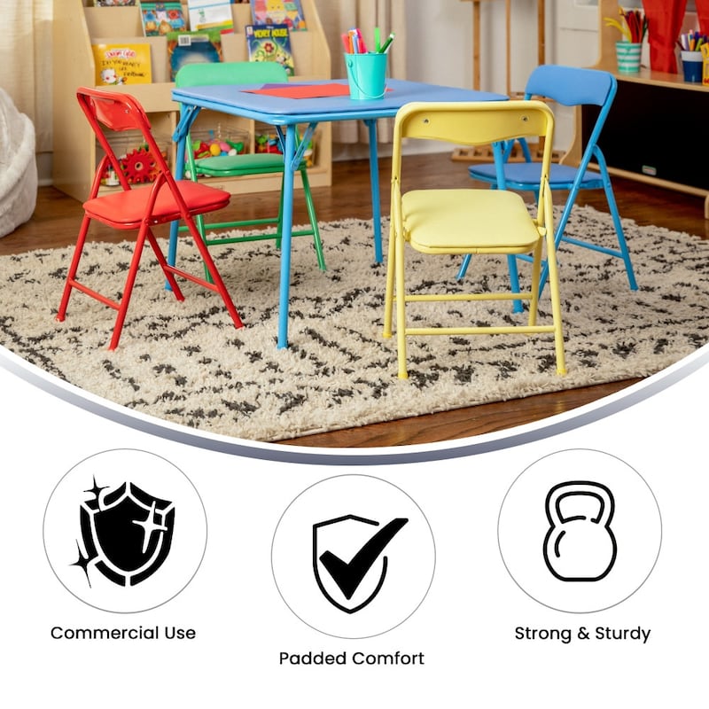 Kids 5-Piece Classroom Folding Table and Chairs Set