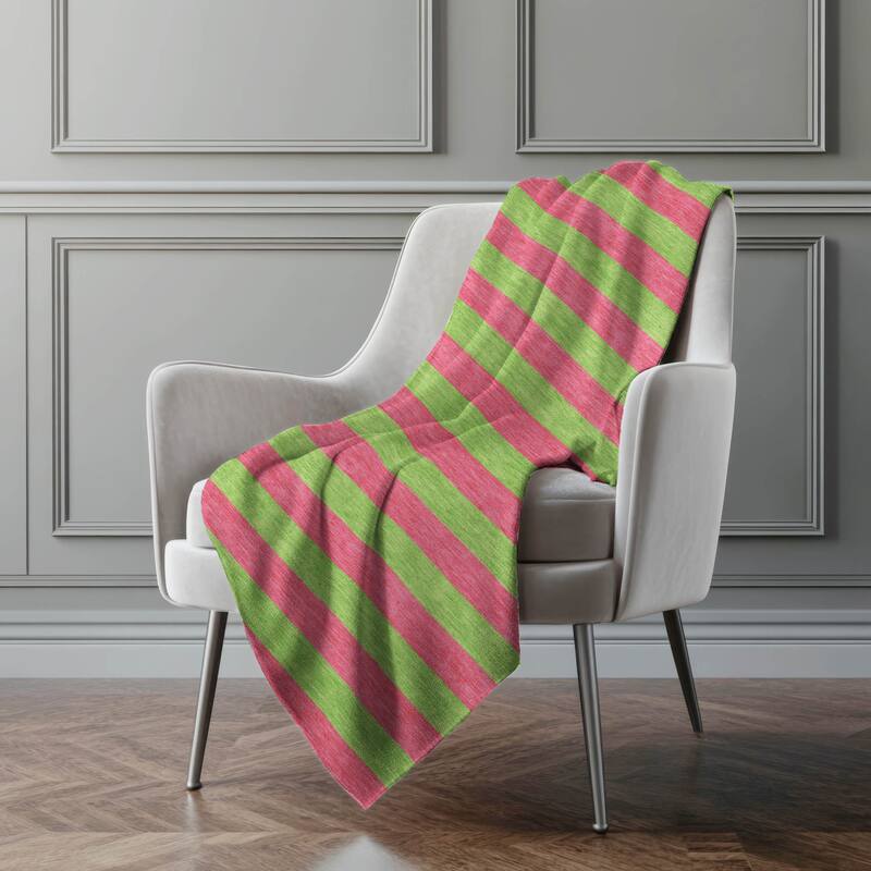 Premium Machine Washable Casual Stripes Sherpa Throw Blanket - Blush - 4'2" x 5'10"