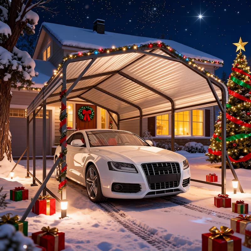 EROMMY Heavy Duty Metal Carport with Extra Support Poles, UV & Waterproof Car Canopy for Outdoor Vehicle Shelter