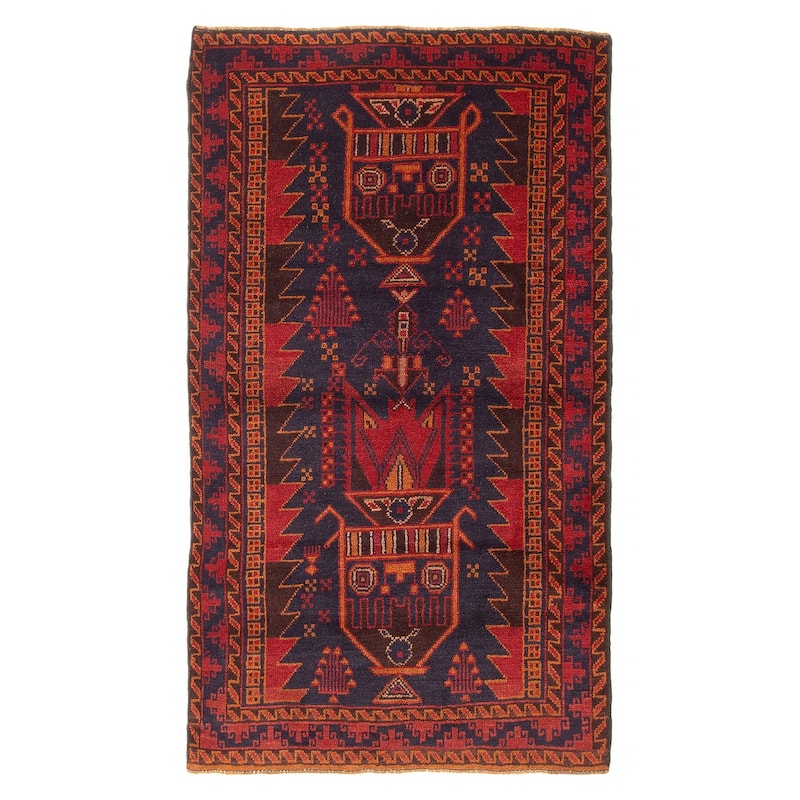 ECARPETGALLERY Hand-knotted Baluch Dark Navy Wool Rug - 3'7 x 6'0 - Dark Navy - 3'7 x 6'0