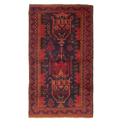 ECARPETGALLERY Hand-knotted Baluch Dark Navy Wool Rug - 3'7 x 6'0