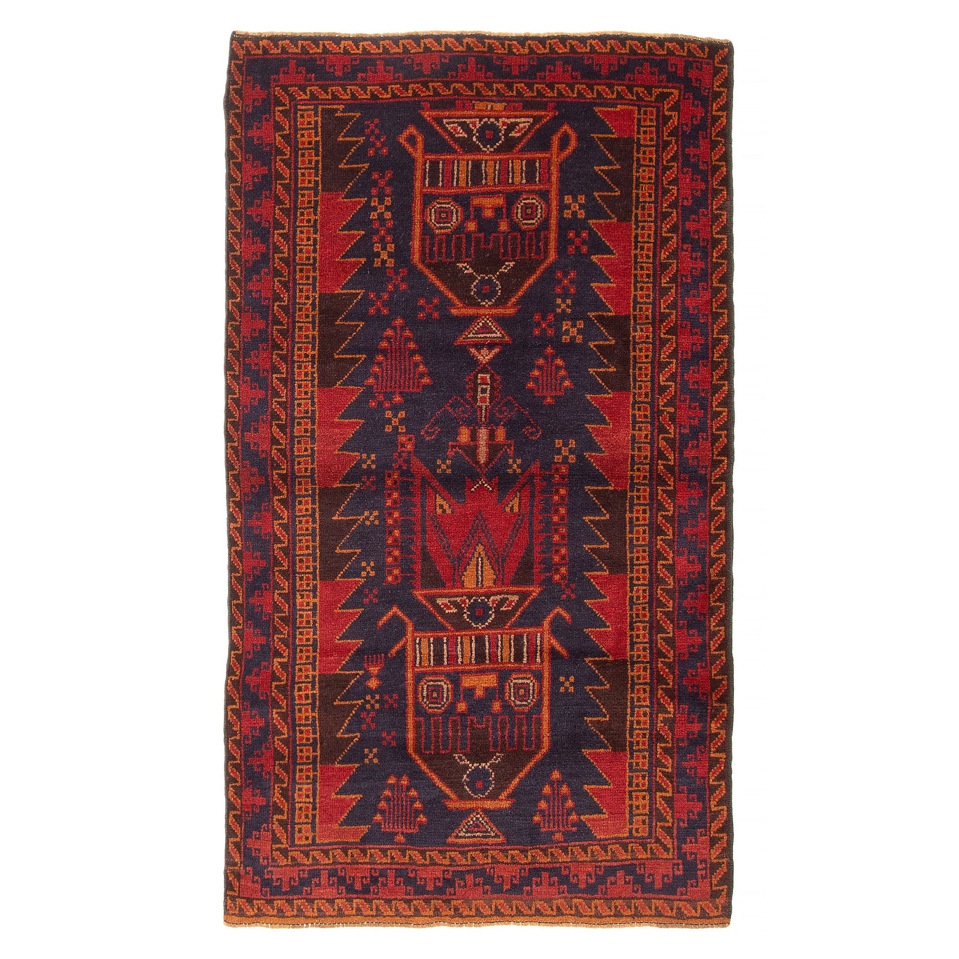 ECARPETGALLERY Hand-knotted Baluch Dark Navy Wool Rug - 3'7 x 6'0