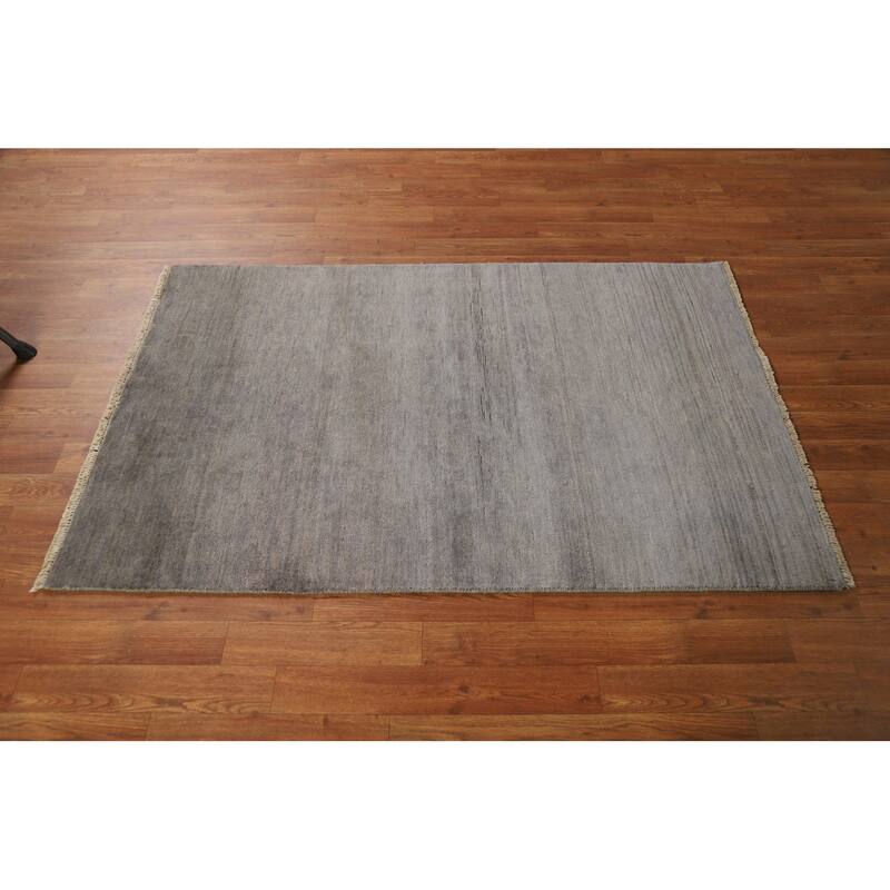 Hand Knotted Oriental 100% Wool Carpet Modern Modern Greys & Charcoal Gabbeh Area Rug - 4' 11'' X 3' 3''