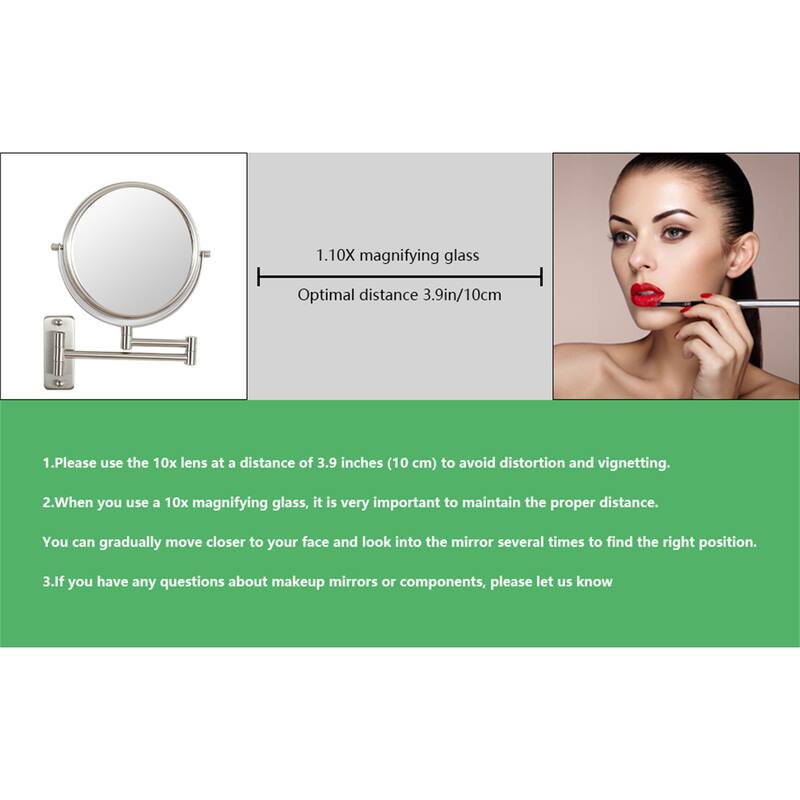 10x/1x Wall Mounted Magnifying Mirror Double-Side Mirrors for Wall