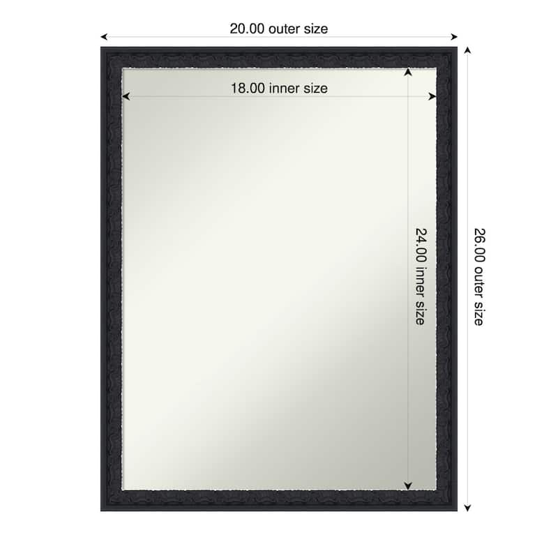 Bethany Non-Beveled Wood Framed Bathroom Vanity Wall Mirror - 20 x 26 in - Bethany Black