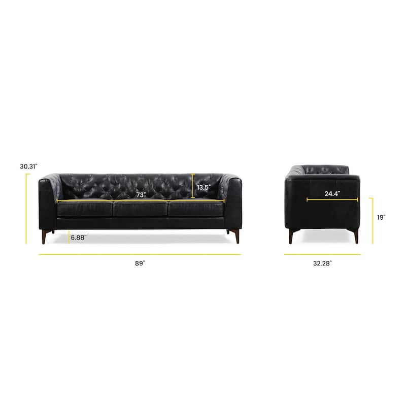 Poly & Bark Essex 89" Sofa - Full Grain Genuine Italian Leather