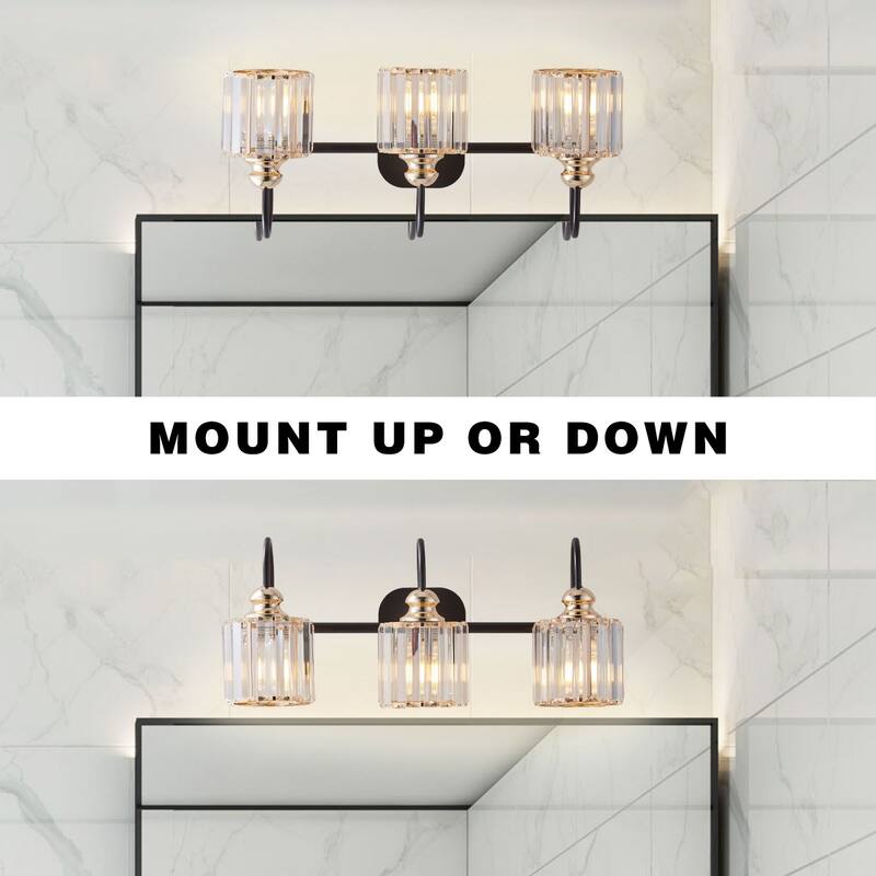 ExBrite Modern Rose Gold Dimmable Bathroom Crystal Vanity Lights