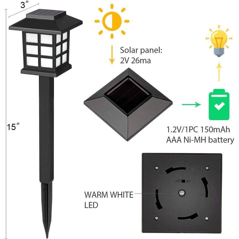 12pcs Garden Waterproof Outdoor Solar Lights for Yard,Landscape,Patio