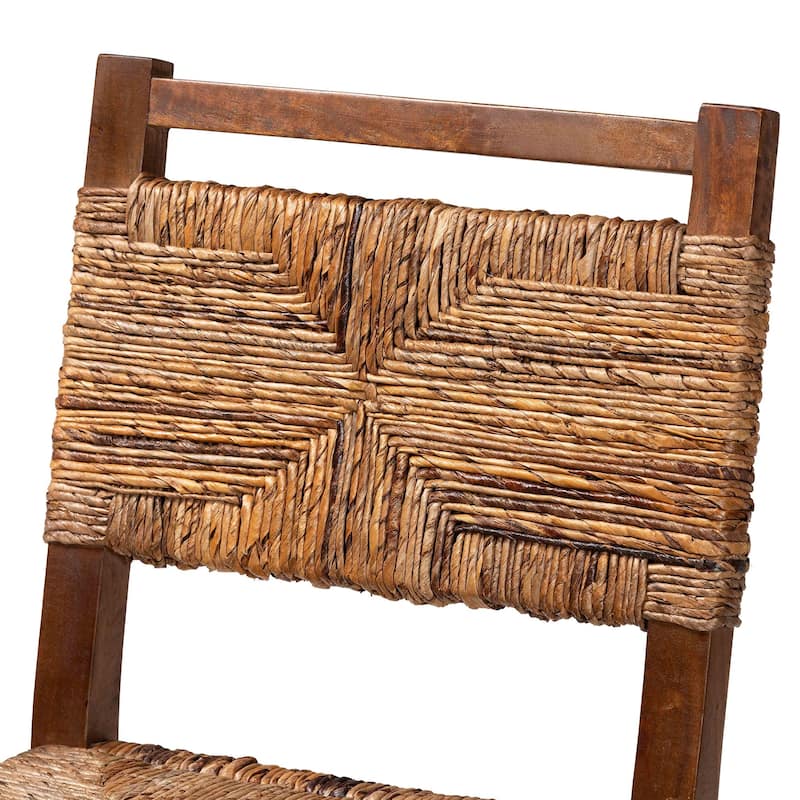 Cordoba Bohemian Natural Seagrass and Mahogany Wood 2-Piece Counter Stool Set