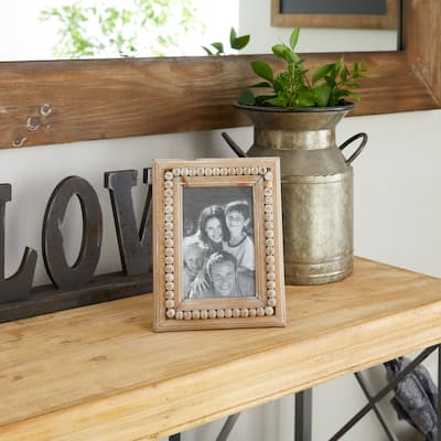 Light Brown Wood Farmhouse Photo Frame Family (5x7) - 8 x 1 x 10
