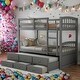 preview thumbnail 1 of 44, Twin over Twin Bunk Bed With Ladder And Safety Rail,Trundle with 3 Drawers Grey