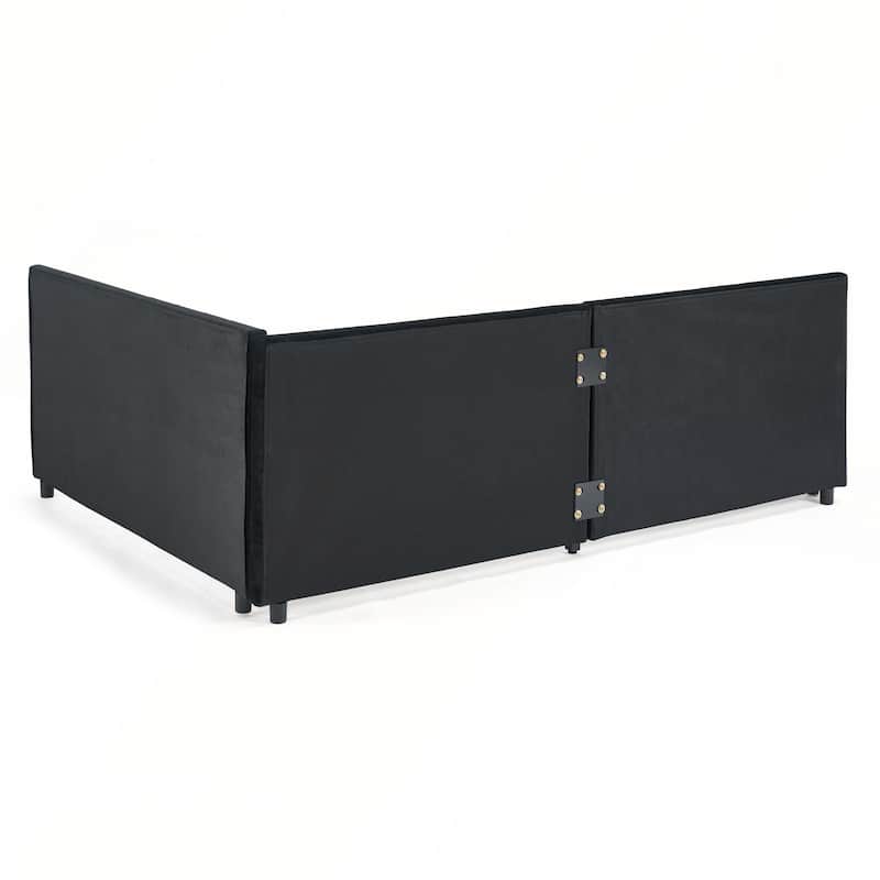 Full Size Daybed with Trundle Upholstered Tufted Sofa Bed