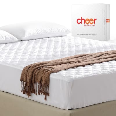 Cheer Collection Quilted Hypoallergenic Fitted Mattress Pad - White