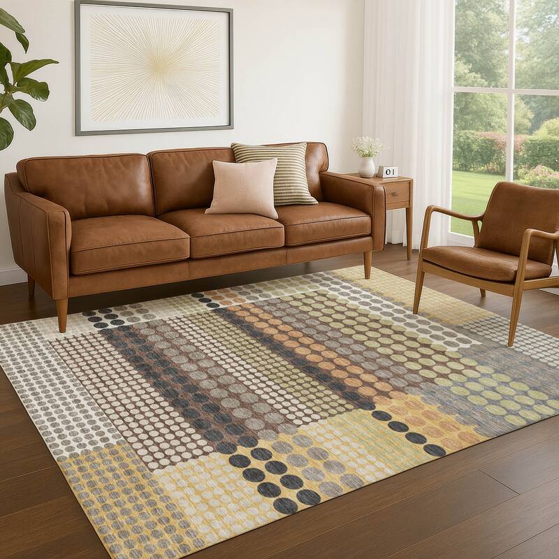 Machine Washable Indoor/ Outdoor Casual Dotty Chantille Rug