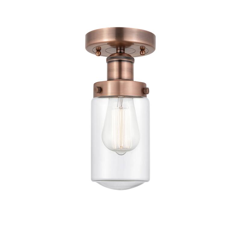 Innovations Lighting Edison Dover - 1 Light 7" Semi-Flush Mount - Clear/Antique Copper