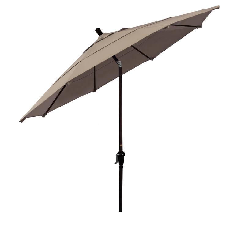 California Umbrella 11' Rd Sunset Series Patio Umbrella Bronze Aluminum Frame Crank Lift Auto Tilt Sunbrella