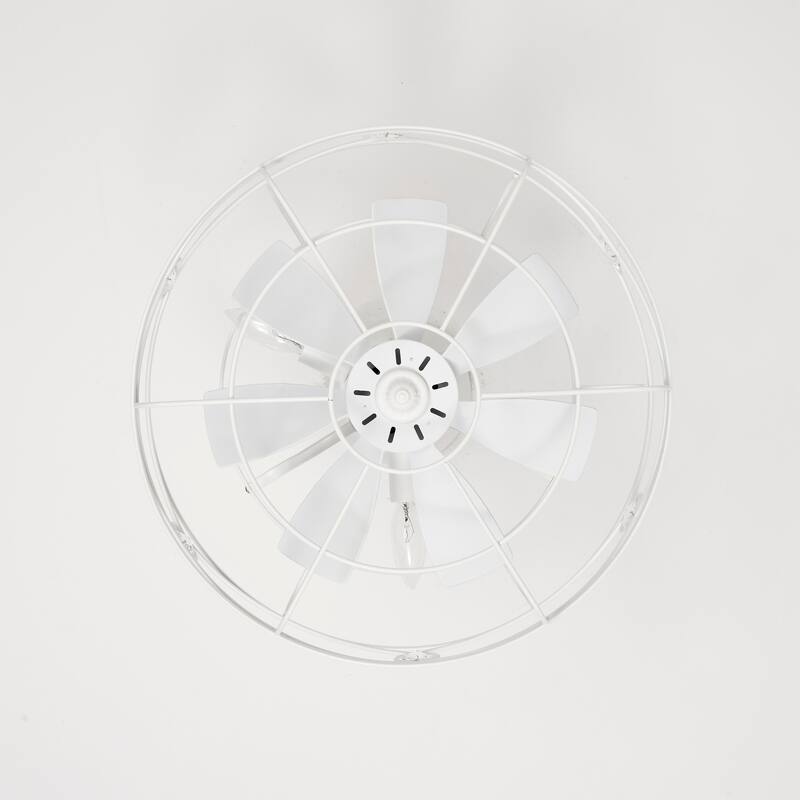 Maeve White Caged Lighted Ceiling Fan Fandelier 7-Blade Remote Control