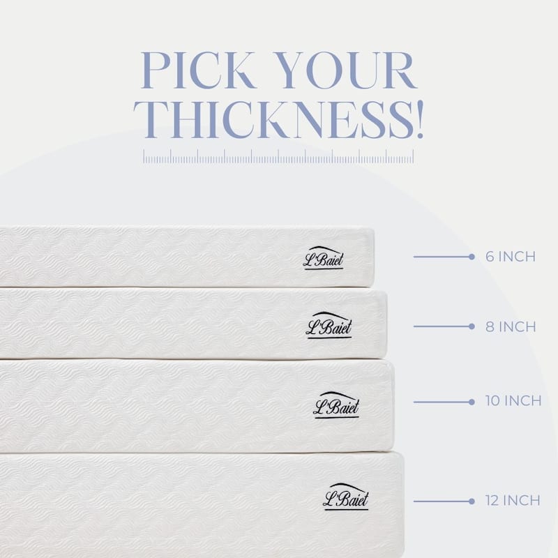 L'Baiet 6" Gel Memory Foam Mattress / Bed in a Box / Medium Firm / Breathable Cooling-Gel Comfort Technology