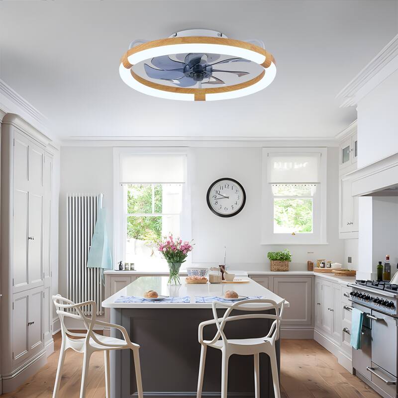 Sofucor 20 Inch Low Profile Ceiling Fan,Dimmable LED Ceiling Fans with Lights and Remote,Modern Flush Mount Fandelier Fans Light