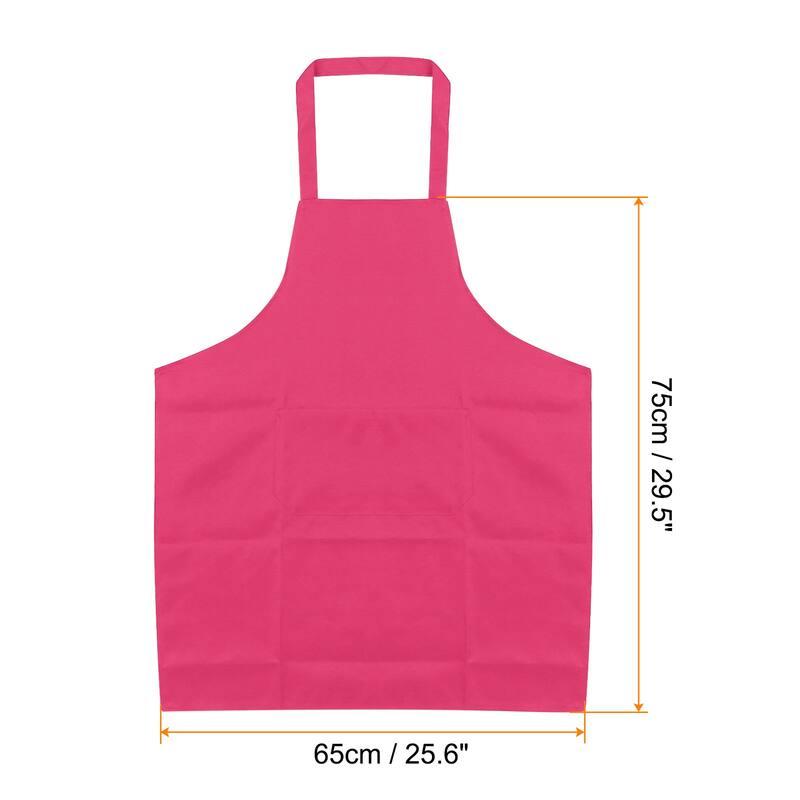 3pcs Kitchen Cooking Aprons 75x65cm Polyester Art Apron - 75cmx65cm - Rose Red