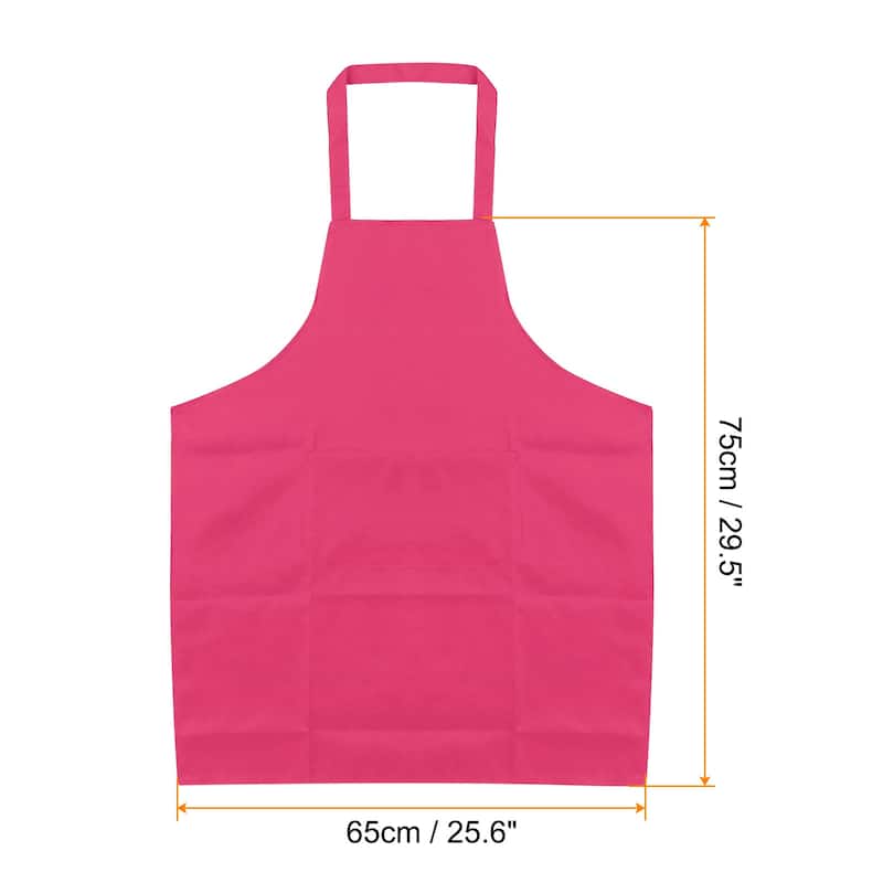 4pcs Kitchen Cooking Aprons 75x65cm Polyester Art Apron - 75cmx65cm - Rose Red