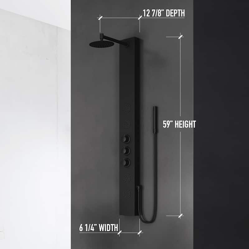 VIGO Ellington 59" H x 6" W 4-Jet Shower Panel with Round Shower Head