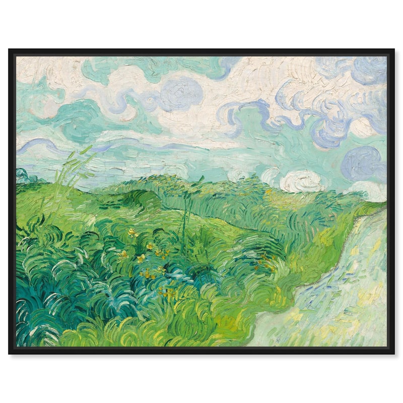 Green Wheat Fields Canvas by Art Remedy - Black - 20" x 16"