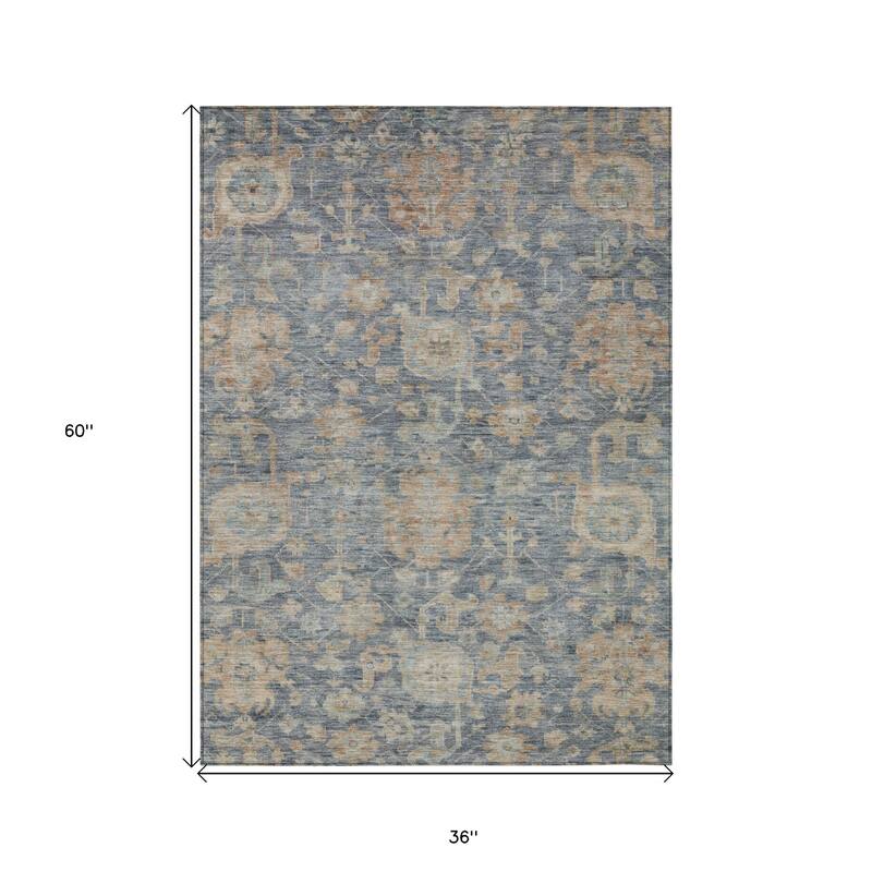 HomeRoots Damask Traditional Rectangle Outdoor Rug