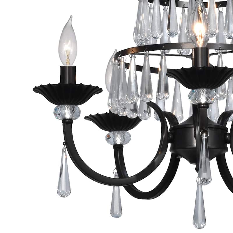 Springdale Daisey Metal and Crystal Chandelier in Dark Bronze Finish - Dark Bronze