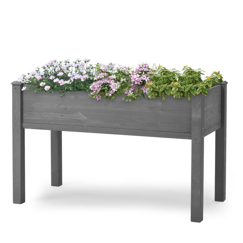 Raised Garden Bed with Legs, Elevated Wooden Planter Box, Gray