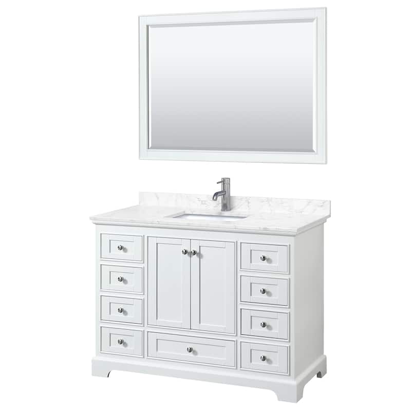 Deborah 48-inch Single Vanity, Cultured Marble Top, 46-inch Mirror