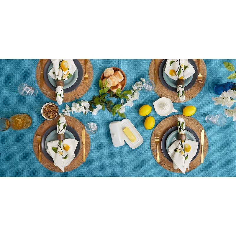 Storm Blue Tonal Lattice Print Outdoor Tablecloth