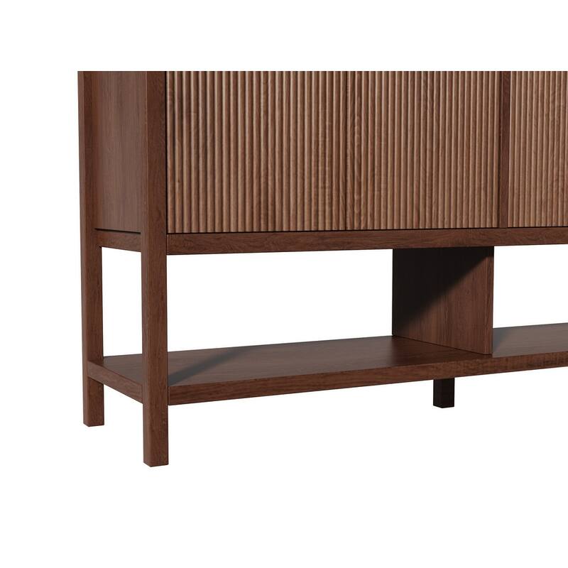 4 Doors Rustic Cabinet with Opening Shelf for Kitchen and Living Room