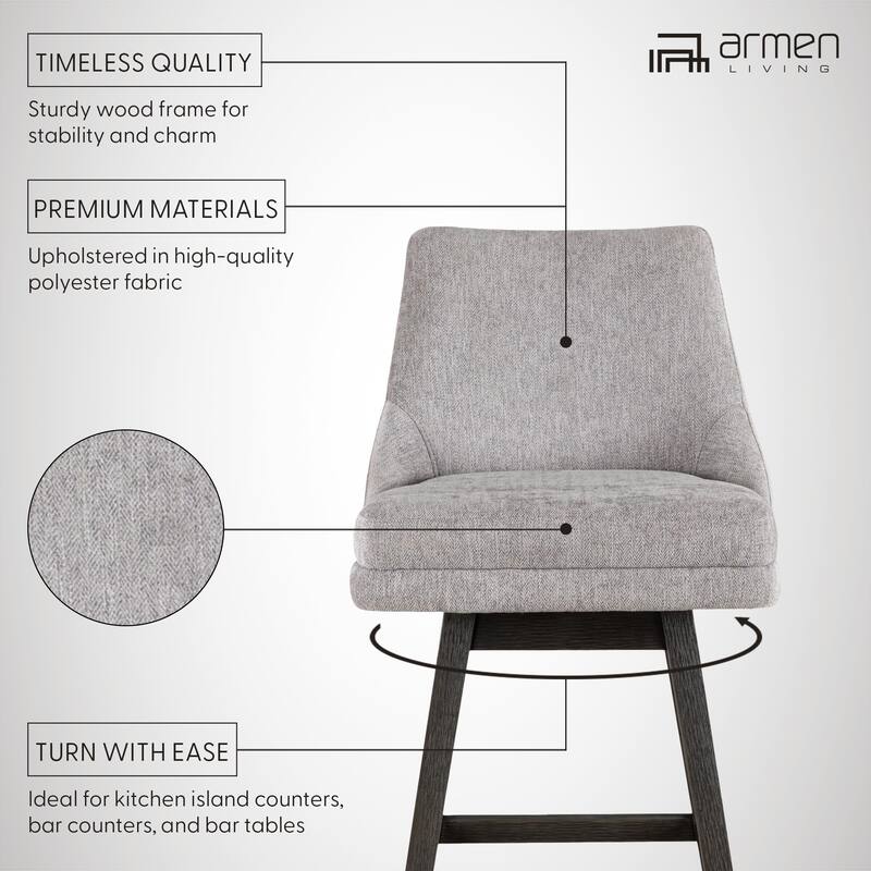 Branson Modern Bar Stool, Upholstered Counter Stool with Solid Wood Frame