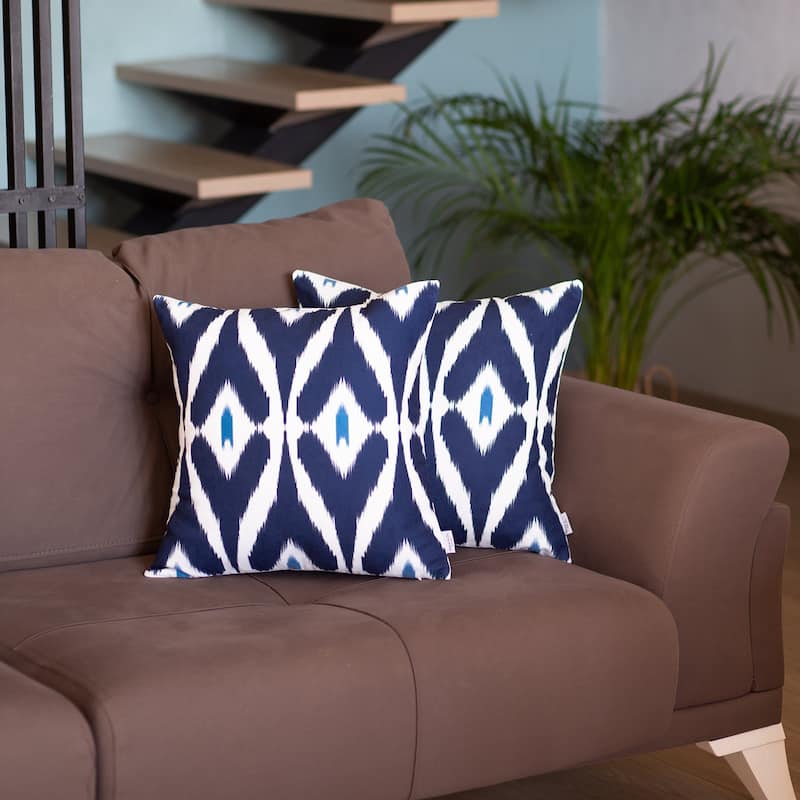 Mike & Co. Ikat Printed Throw Pillow Cover 18"x18" Set of 2 - Navy Blue