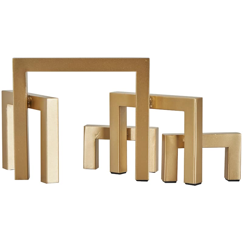 Gold or Black Metal Abstract Square Arched Geometric Sculpture