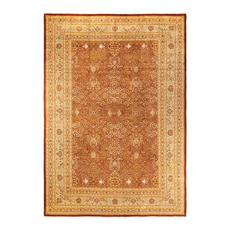 Overton Handknotted Wool Traditional Oriental Orange Area Rug - 12' x 18' - Rust - 12' x 18'