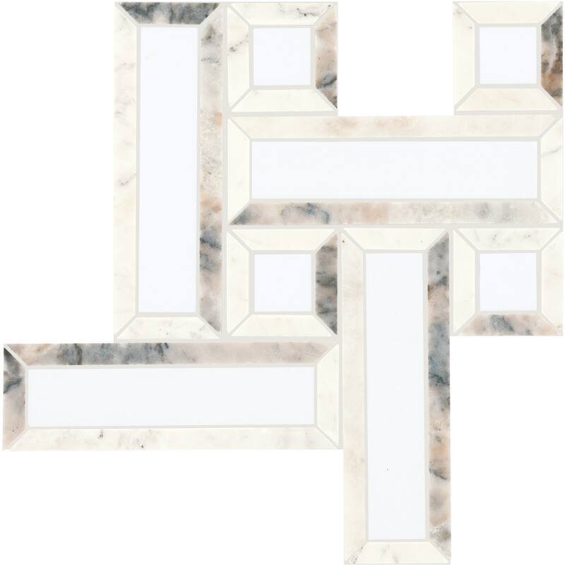 Daltile Gamma 2" Natural Stone Basketweave Wall and Floor Mosaic Tile (Set of 10) - White