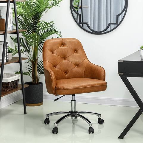 Glitzhome 40"H Modern Elegant Vintage Adjustable Swivel Office Chair