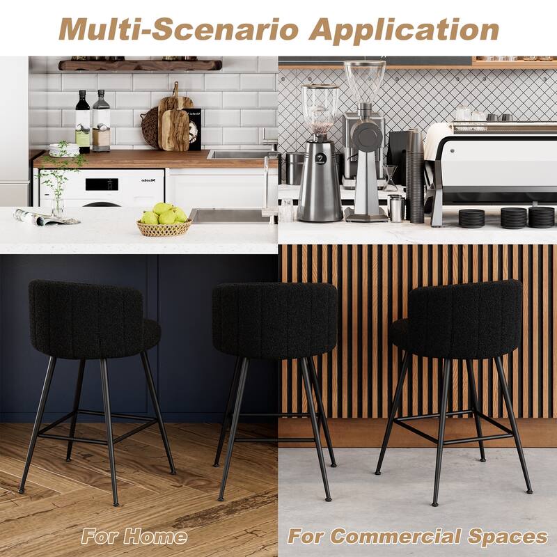 Upholstered Counter Height Barstools with Back Modern Chairs for Kitchen Island