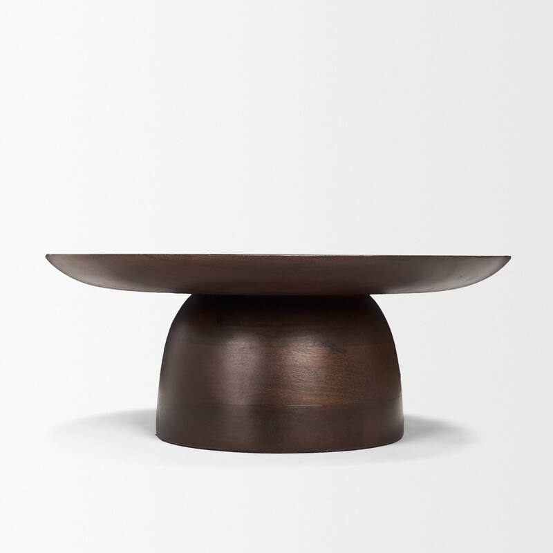Sadira Small Mid-Dark Brown Solid Wood Round Riser