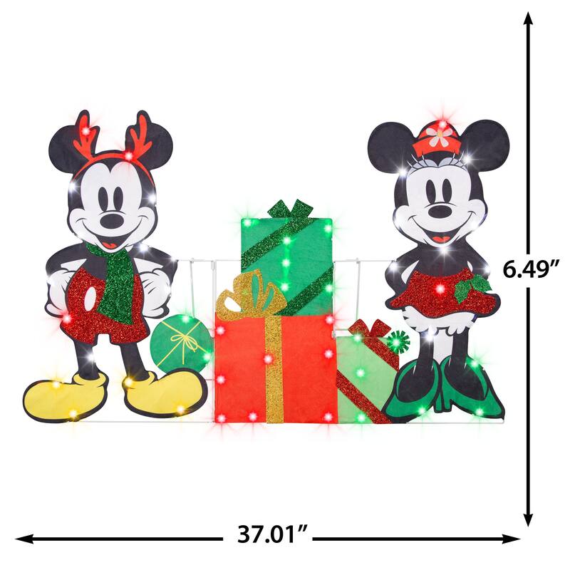 Holiday Flat-tastics-Lighted KD Mickey and Minnie w/Presents Scene-Disney