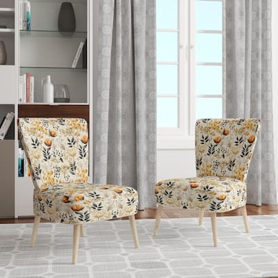 Designart "Botanical Flowers Rustic Charm" Upholstered Floral Accent Chair Bohemian & Eclectic Side Chair